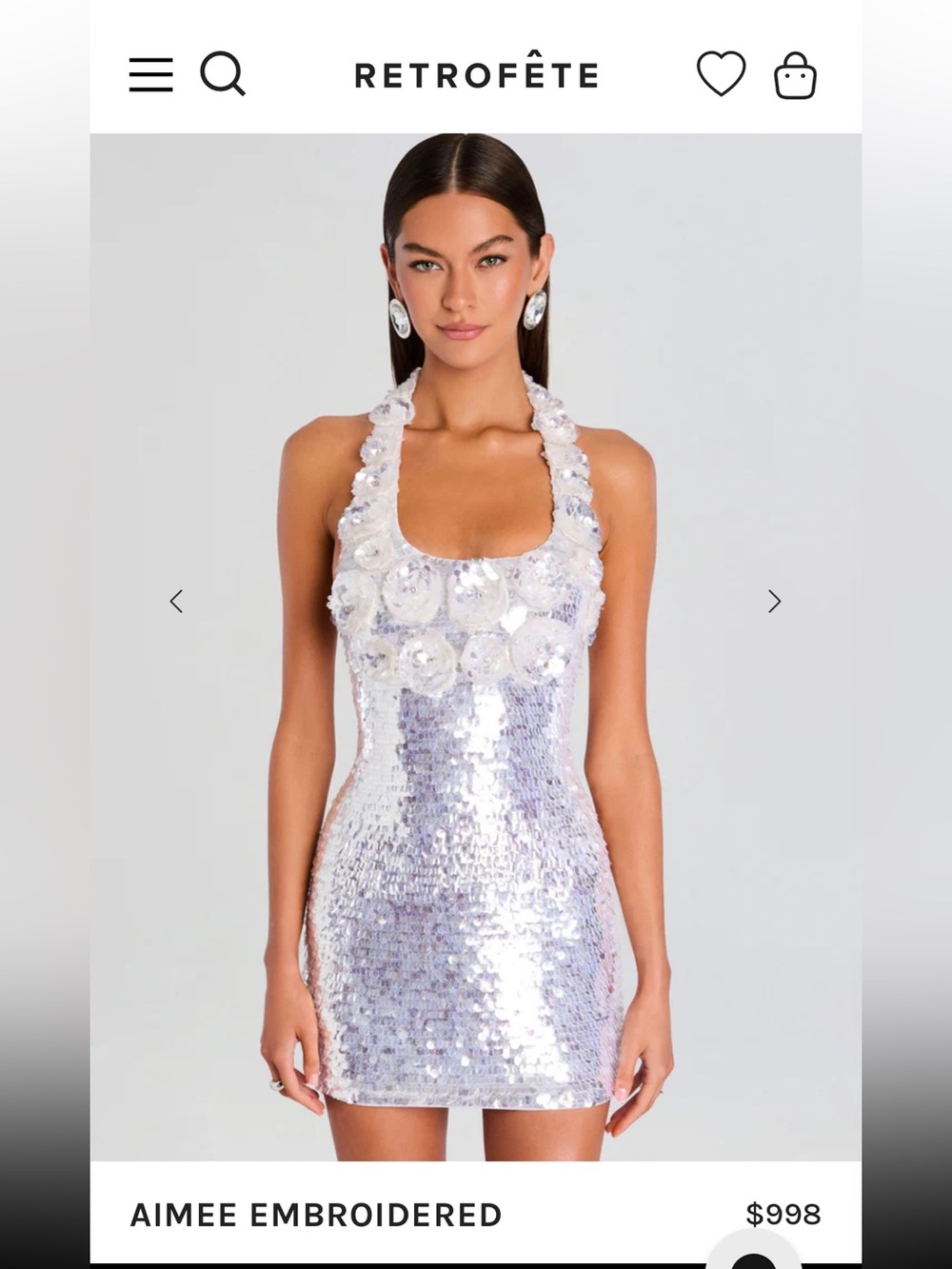 NWT Retrofete Aimee Sequin Mini Dress Bridal size M (fits range of sizes)
